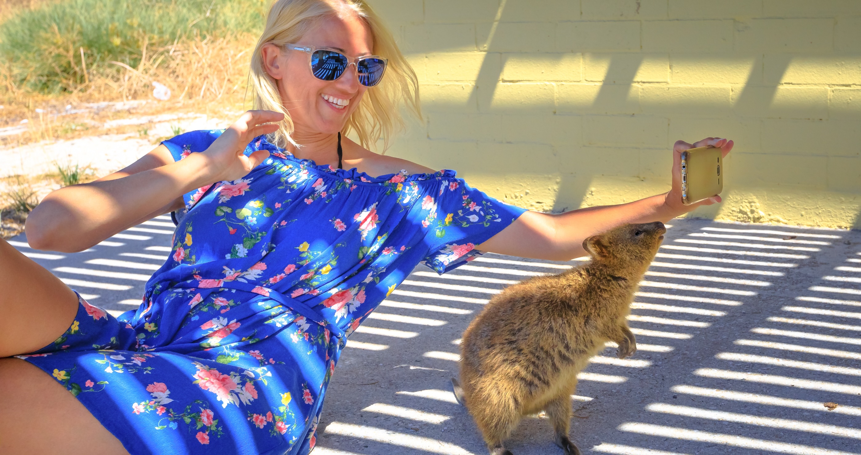 quokka and a tourist