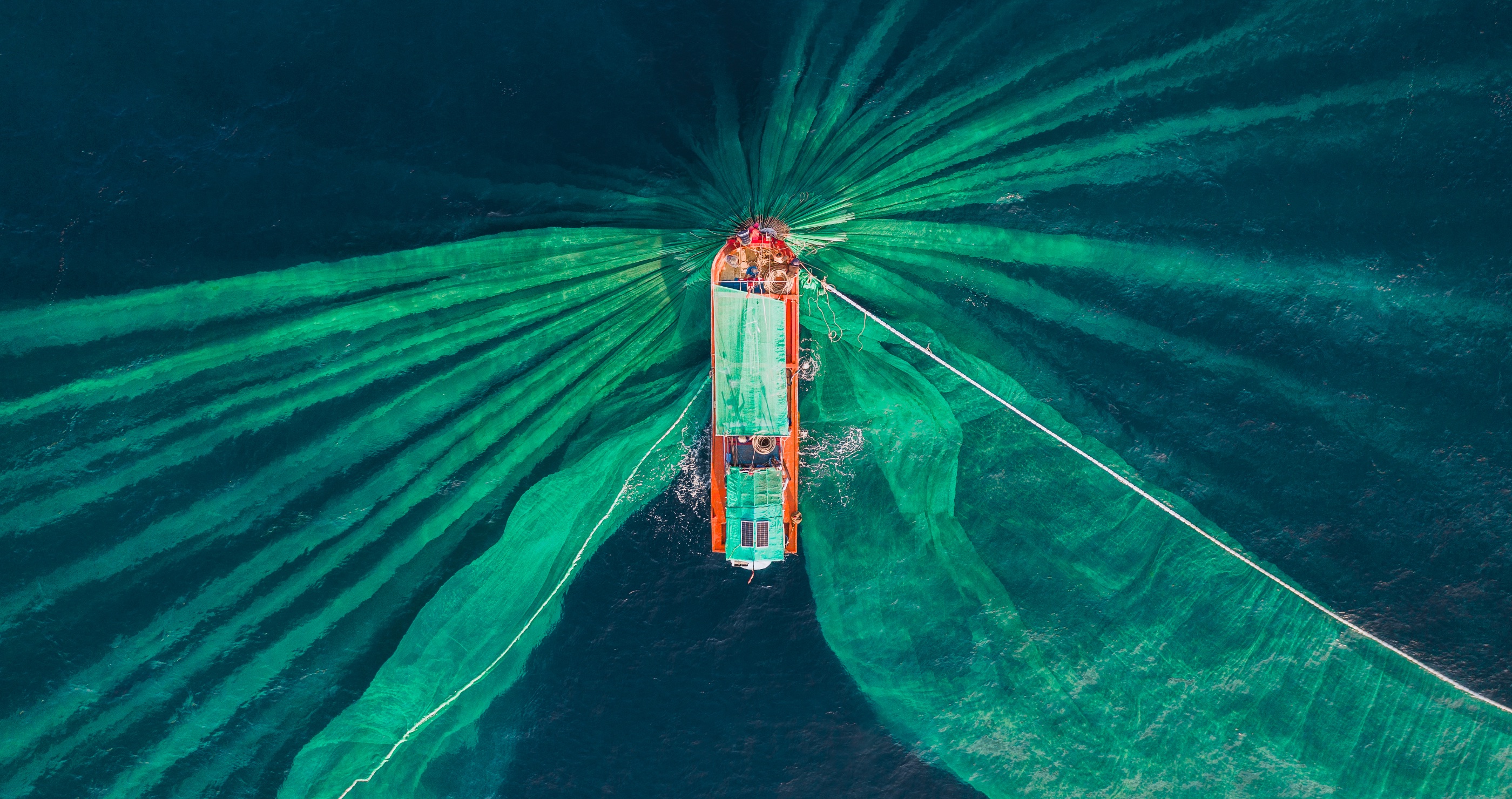 giant fishing net in the ocean